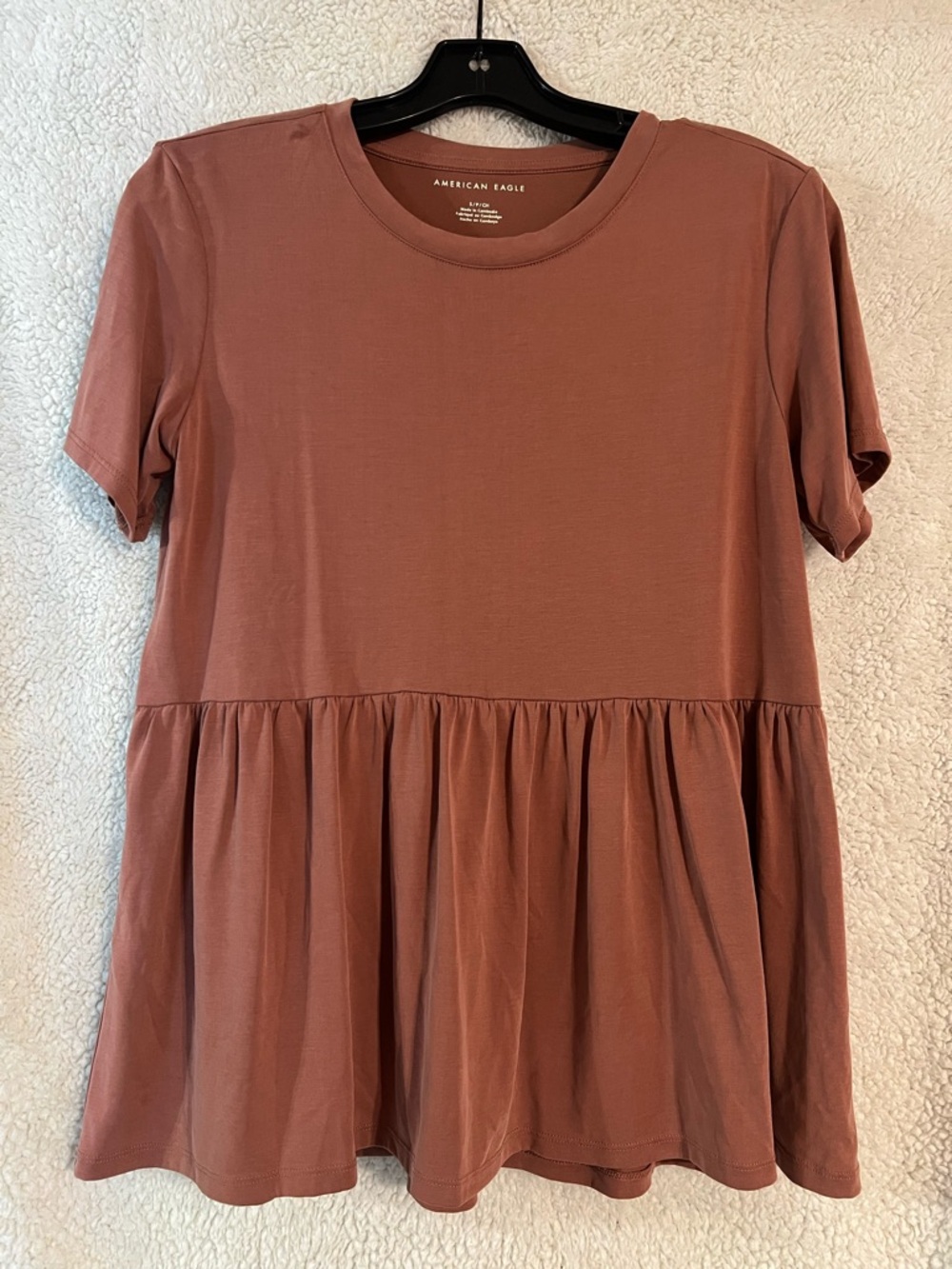 American Eagle Outfitters Mauve Peplum Short Sleeve Tunic